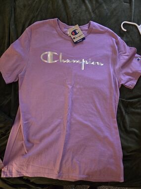 Champion Purple Tee with Metallic Logo